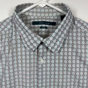 Perry Ellis Mens Slim Fit Long Sleeve Button Up Dress Shirt Geometric‎ Sz Large
